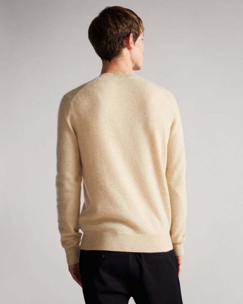 Beige Ted Baker Chaplin Cashmere Crew Neck Jumper Jumpers & Knitwear | FUEWCIT-38