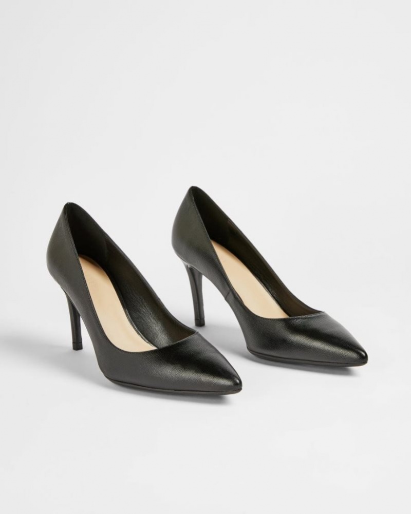 Black Ted Baker Alysse Leather Court Shoes Heels | BGICHNO-48