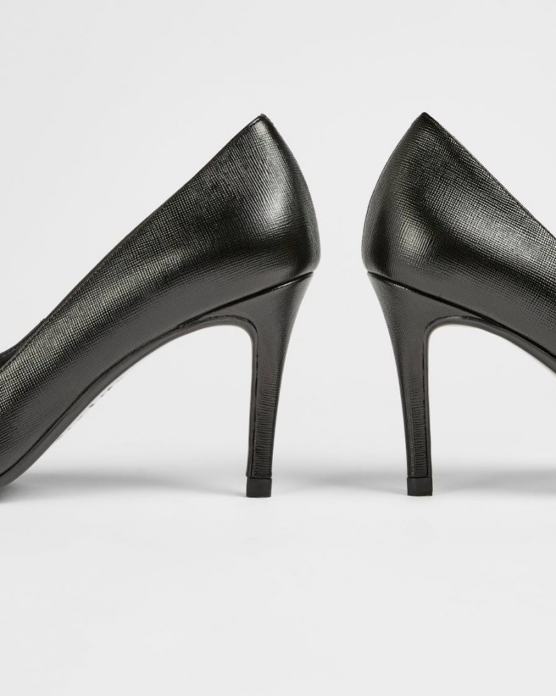 Black Ted Baker Alysse Leather Court Shoes Heels | BGICHNO-48