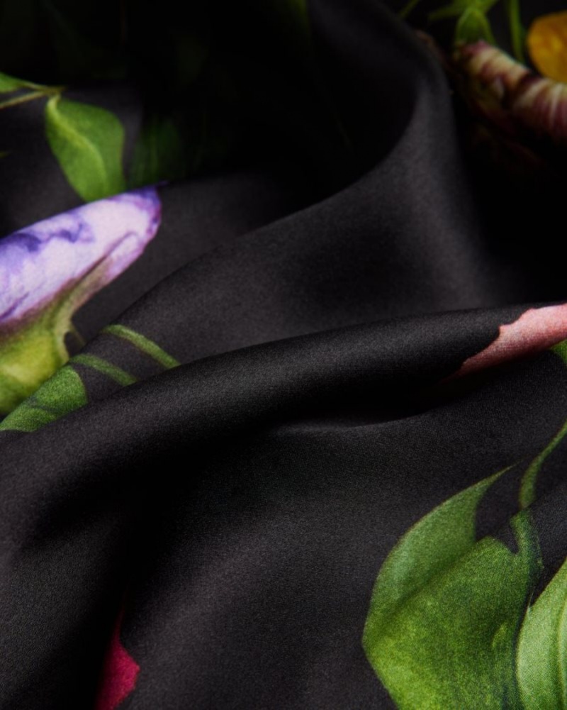 Black Ted Baker Amiie Floral Silk Scarf Scarves | LDRYKJC-57