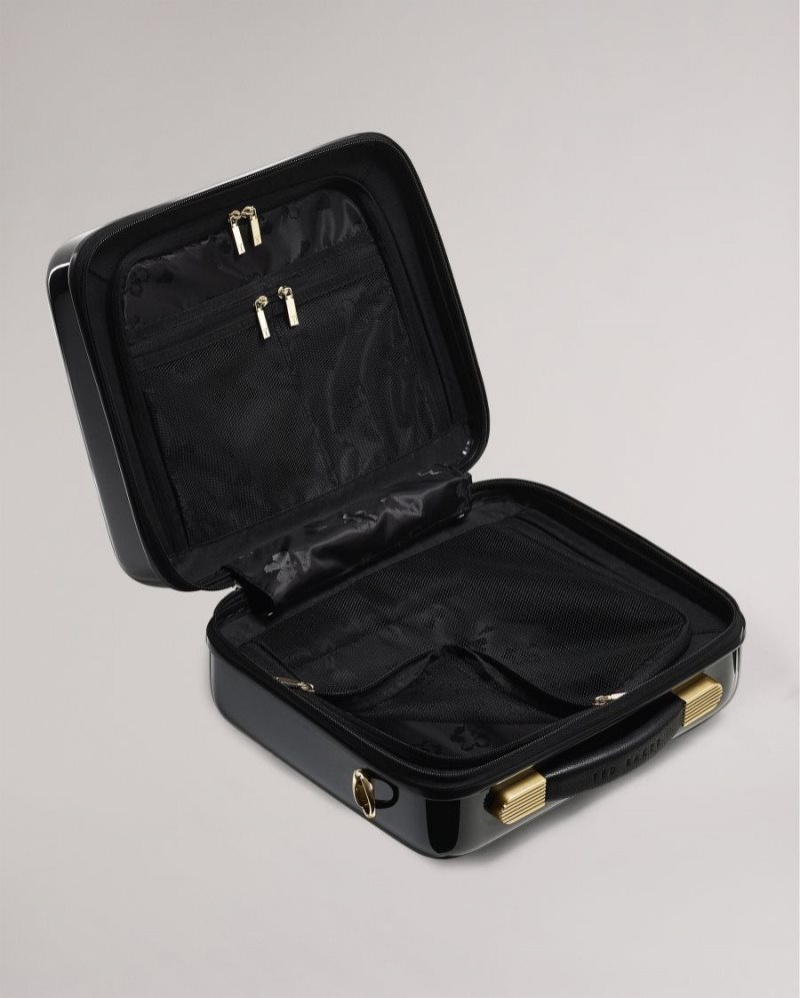 Black Ted Baker Anvil Spliced Floral Vanity Case Suitcases & Travel Bags | DVRPWSM-17