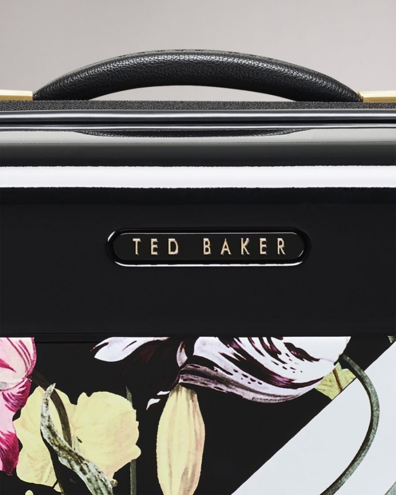 Black Ted Baker Anvila Spliced Floral Small Trolley Case Suitcases & Travel Bags | RYGEOHB-17