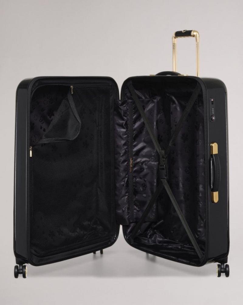 Black Ted Baker Anvilat Spliced Floral Large Trolley Case Suitcases & Travel Bags | ALCKODQ-76