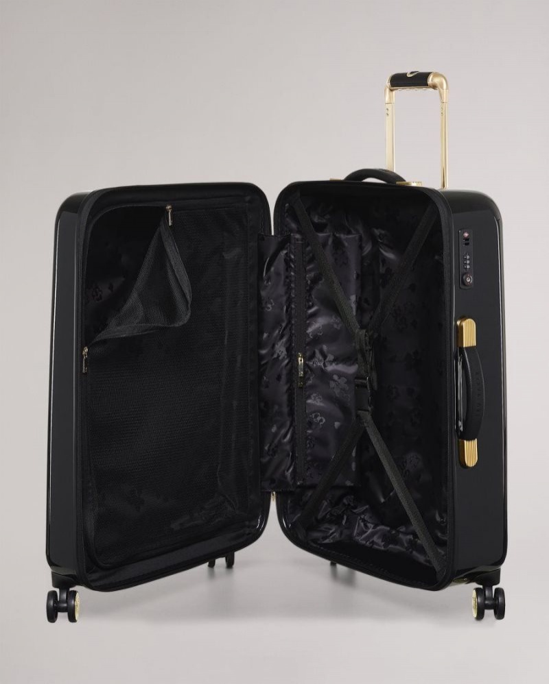 Black Ted Baker Anvilo Spliced Floral Medium Trolley Case Suitcases & Travel Bags | DNORLHI-64