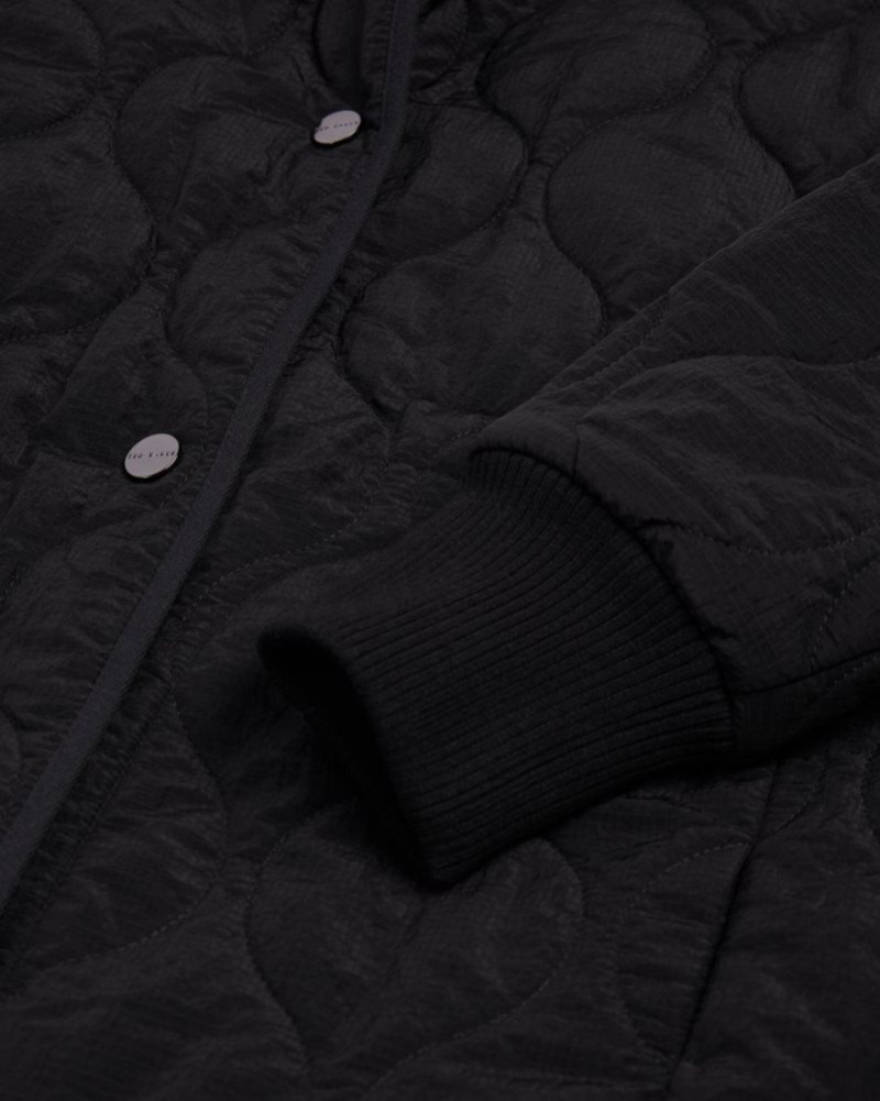 Black Ted Baker Ariez Long Length Onion Quilted Sleeveless Coat Coats & Jackets | JIGOWMS-69