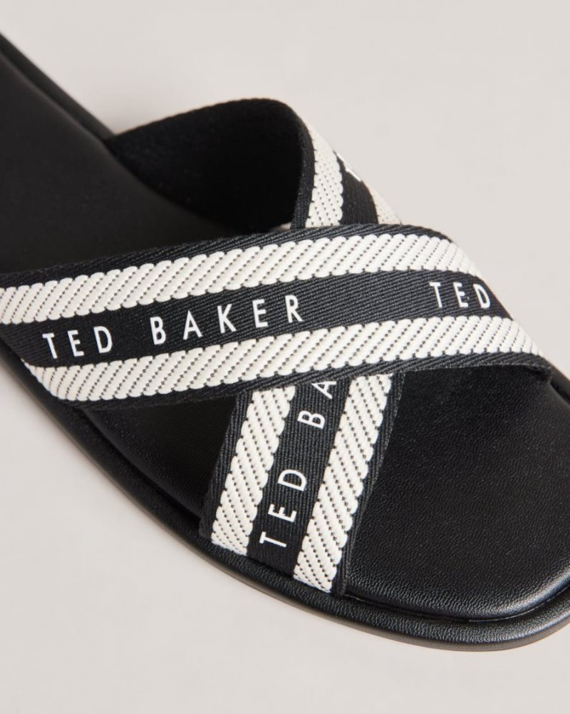 Black Ted Baker Ashika Webbing Strap Sandals Sandals & Sliders | GXFPZWI-24