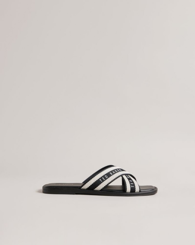 Black Ted Baker Ashika Webbing Strap Sandals Sandals & Sliders | GXFPZWI-24