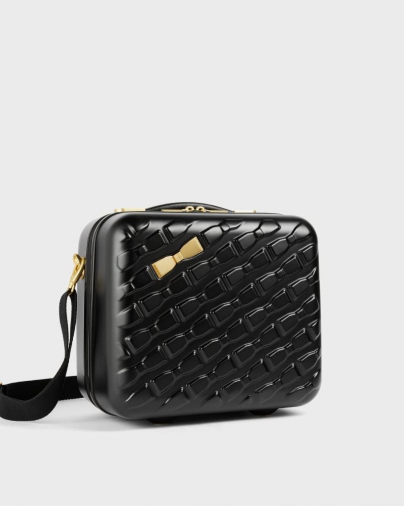 Black Ted Baker Beelle Bow Detail Vanity Case 31.5x34x19.5cm Suitcases & Travel Bags | JDFNCKP-23