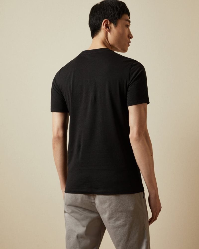 Black Ted Baker Broni Short Sleeve Branded T-Shirt Tops | EBSPYOV-09