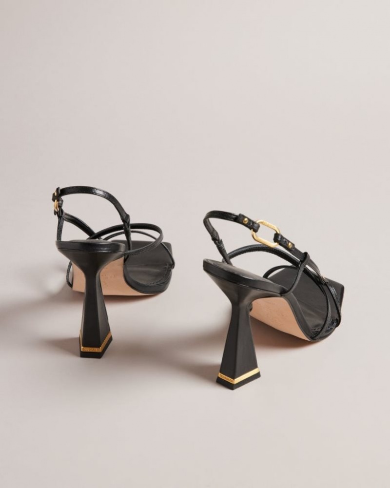 Black Ted Baker Cayena Strappy Geometric Heeled Sandals Heels | MDBQSVF-54