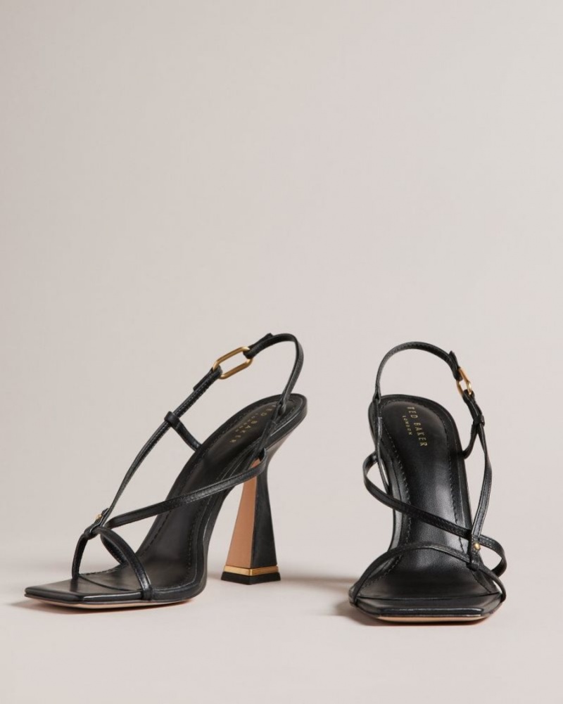 Black Ted Baker Cayena Strappy Geometric Heeled Sandals Heels | MDBQSVF-54