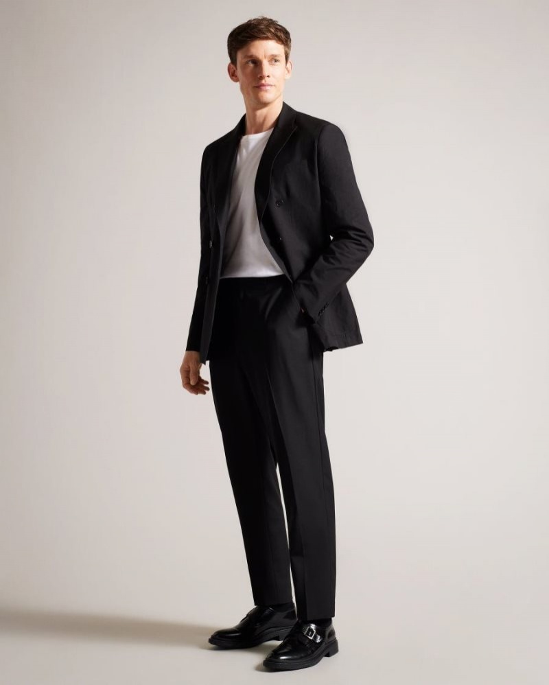 Black Ted Baker Cleevej Cotton And Linen Suit Jacket Suits | MGXEFQR-95