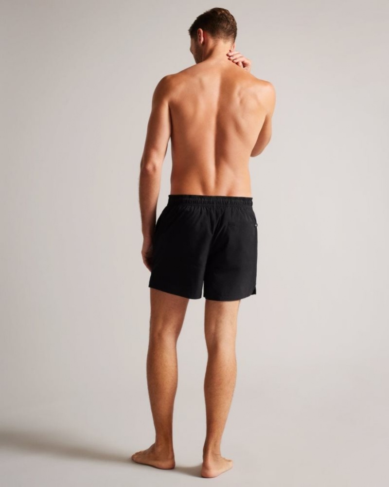 Black Ted Baker Colne Plain Textured Swim Shorts Swimwear & Beachwear | ZXNIPCT-40