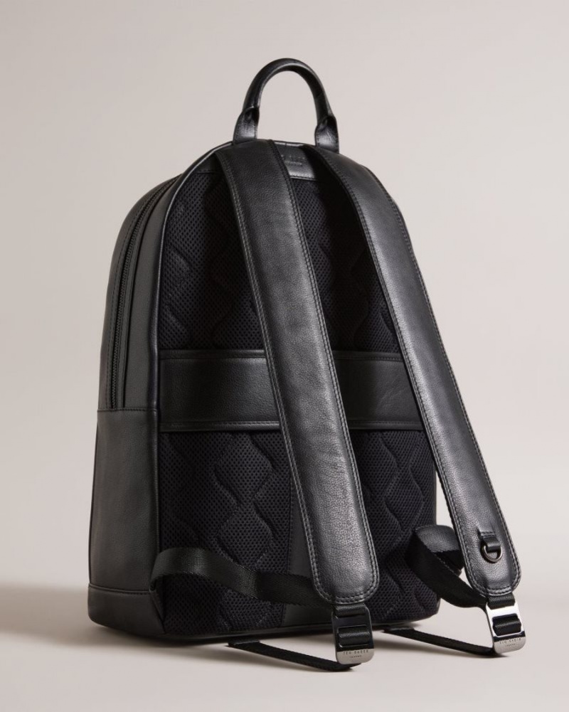 Black Ted Baker Convoy Textured Leather Backpack Backpacks | RVGJXQK-90
