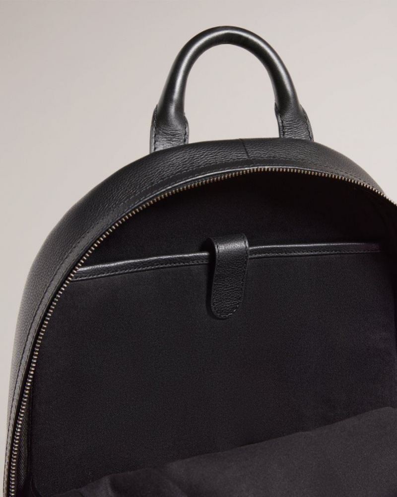 Black Ted Baker Convoy Textured Leather Backpack Backpacks | RVGJXQK-90