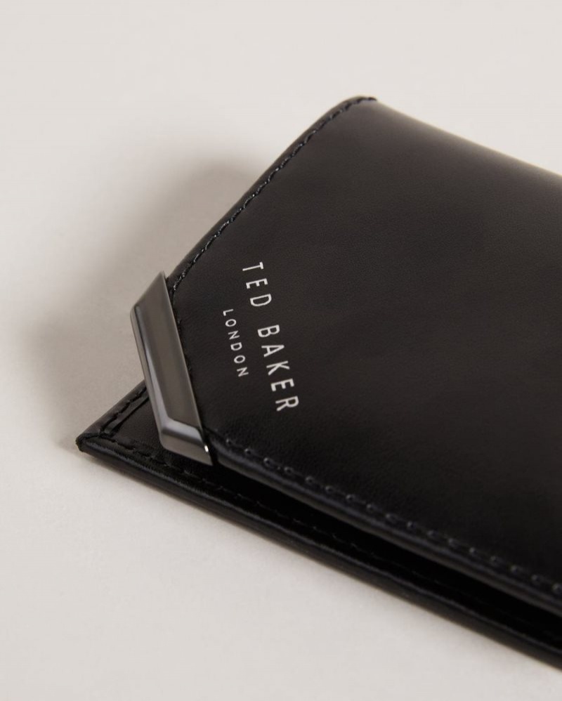 Black Ted Baker Coral Leather Card Wallet Wallets & Cardholders | TDWLJSM-48