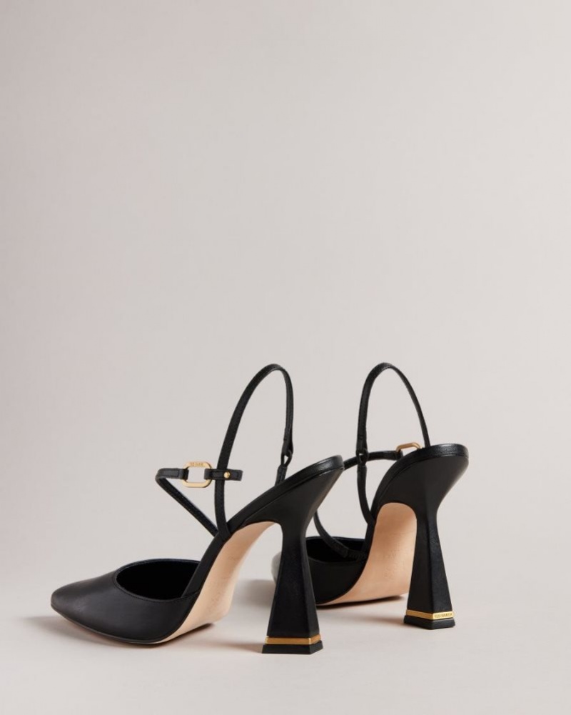 Black Ted Baker Coriana Geometric Heel Pointed Court Shoes Heels | RAZXKJV-36