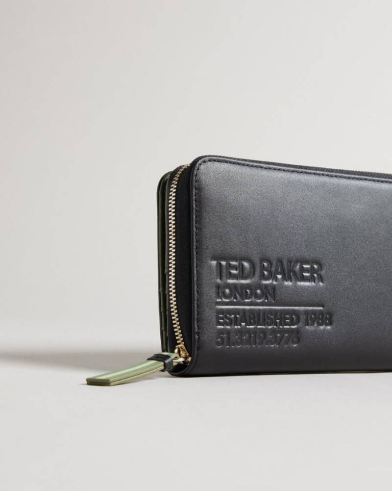 Black Ted Baker Darciea Branded Webbing Zip Purse Purses & Cardholders | YJODNGZ-86