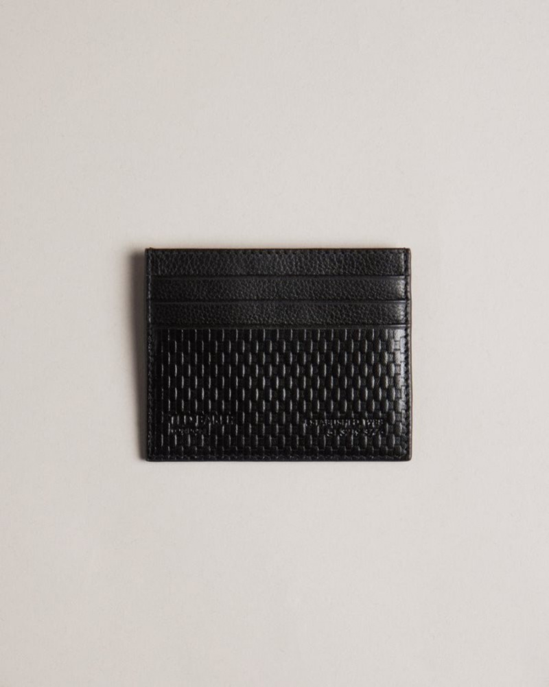 Black Ted Baker Dirk Textured Leather Card Holder Wallets & Cardholders | LWXRBGJ-16