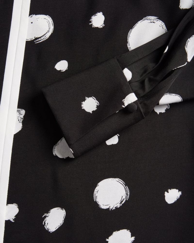 Black Ted Baker Dulani Spot Print Top With Contrast Binding Tops & Blouses | OSQLEMW-71