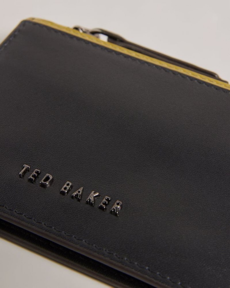 Black Ted Baker Finnis Contrast Detail Card Holder Wallets & Cardholders | RTQSMEU-68