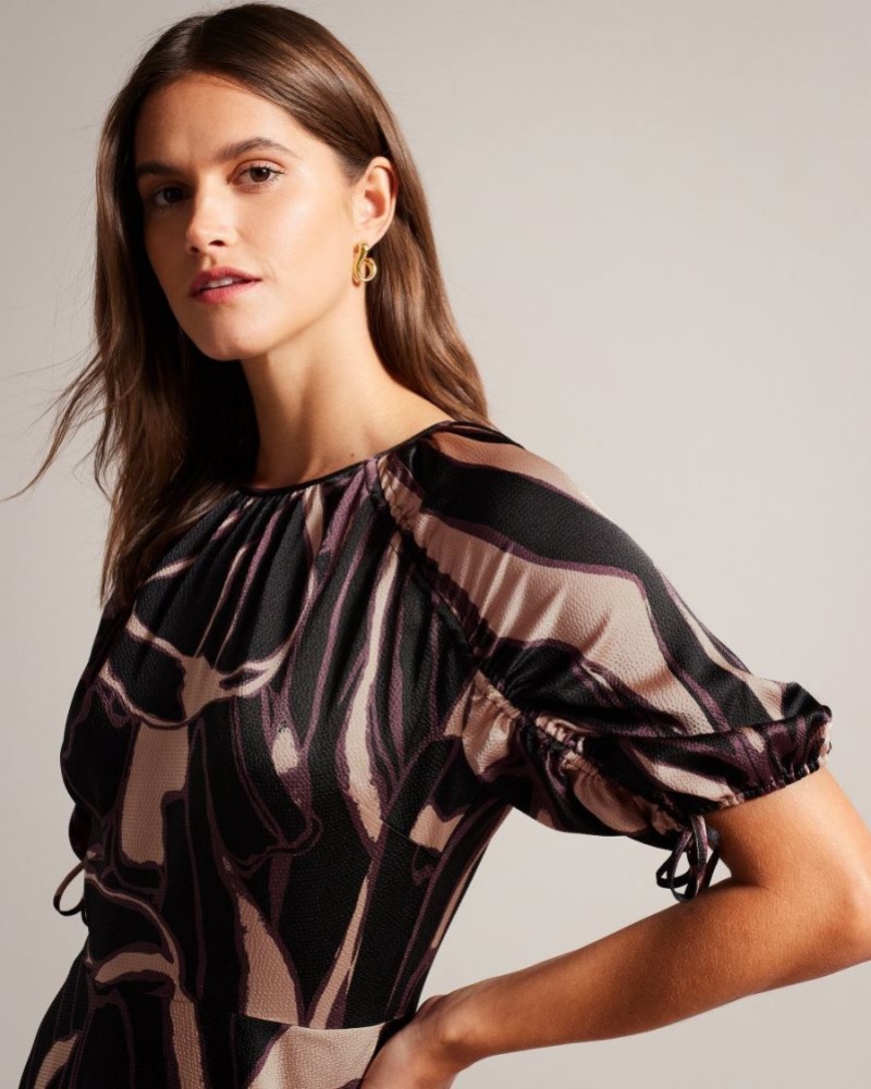 Black Ted Baker Gilliaa Abstract Print Mini Dress Dresses | ZHSNXJC-65