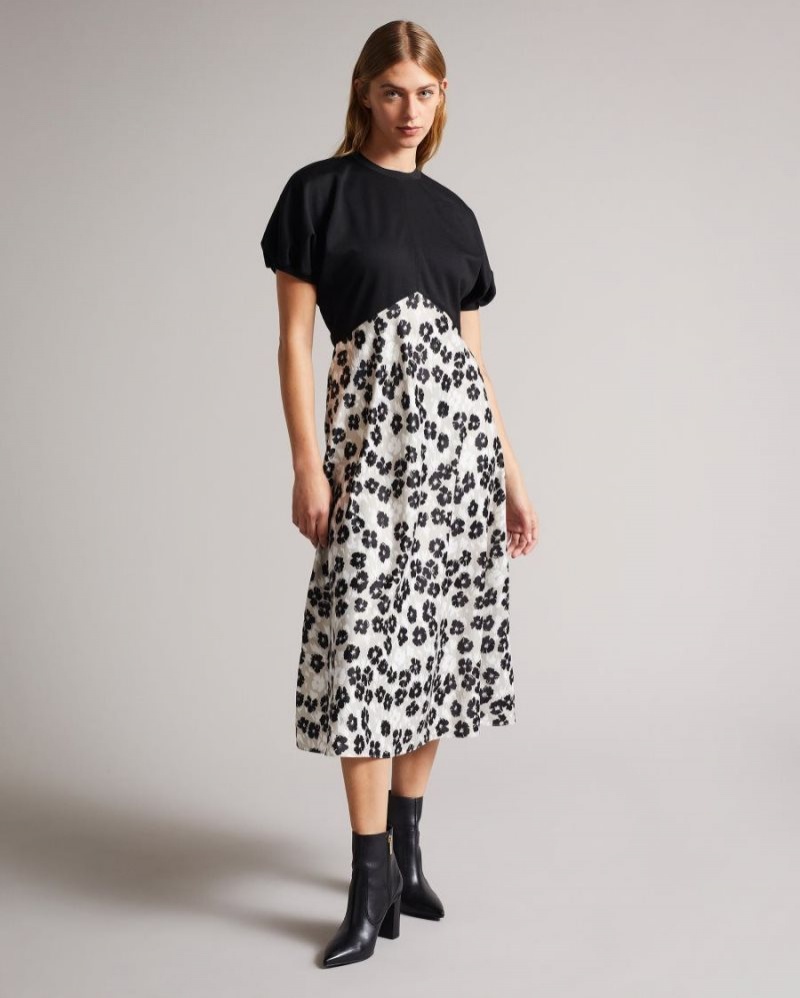 Black Ted Baker Gwiana Ponte Top With Midi Skirt Dress Dresses | JKXFTHP-16