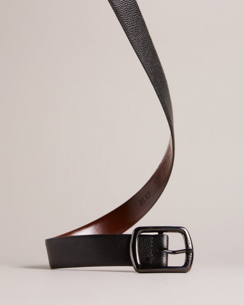 Black Ted Baker Jaims Contrast Detail Leather Belt Belts | AZWEUTQ-04