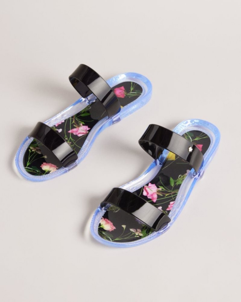 Black Ted Baker Jellina Double Strap Jelly Sliders Sandals & Sliders | JECXMOW-14