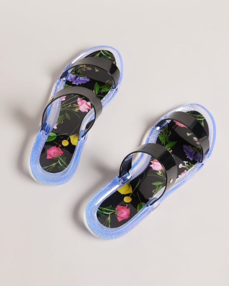 Black Ted Baker Jellina Double Strap Jelly Sliders Sandals & Sliders | JECXMOW-14