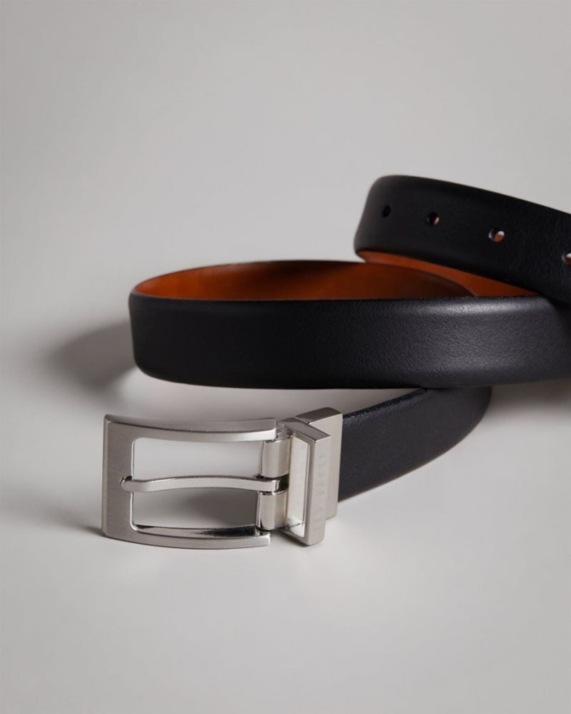 Black Ted Baker Karmer Reversible Leather Belt Belts | UALQMGO-09
