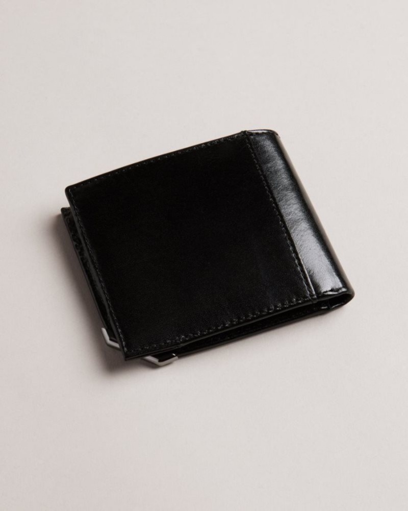 Black Ted Baker Kornerr Metal Corner Bifold Coin Wallet Wallets & Cardholders | FVJRQYO-36