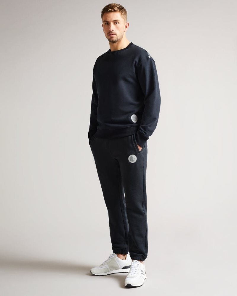 Black Ted Baker Linford Long Sleeve Active Jersey Sweatshirt Sweatshirts & Hoodies | IJQUKFH-16