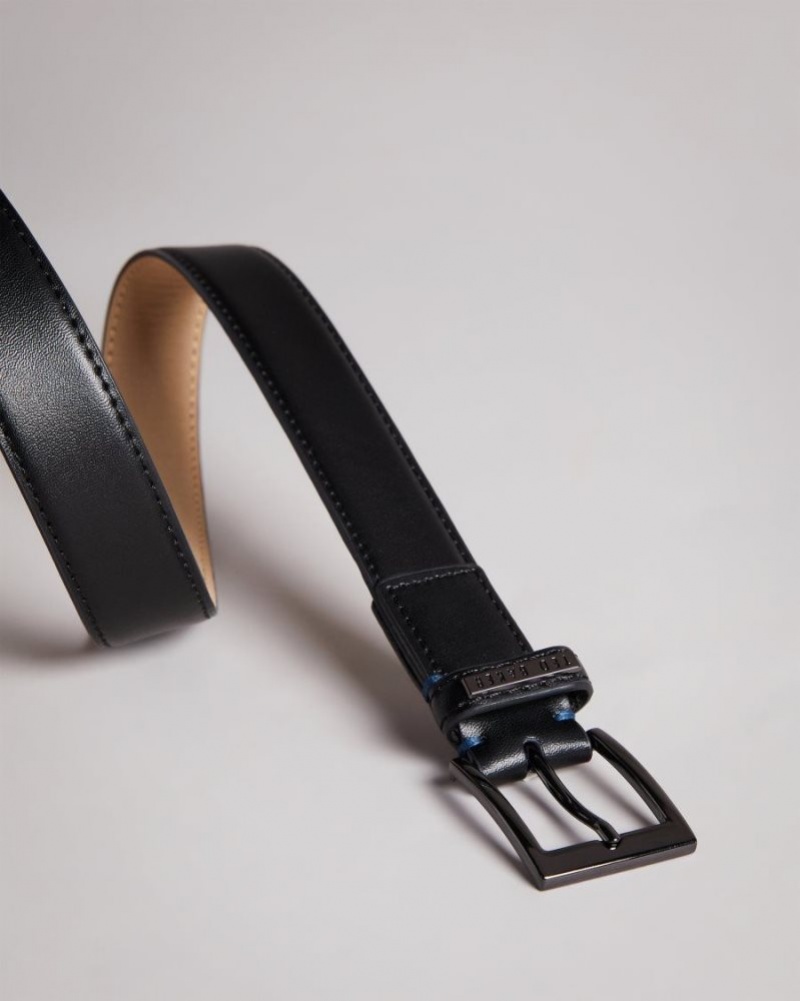 Black Ted Baker Lizwiz Leather Keeper Plate Belt Belts | LJCPRED-24