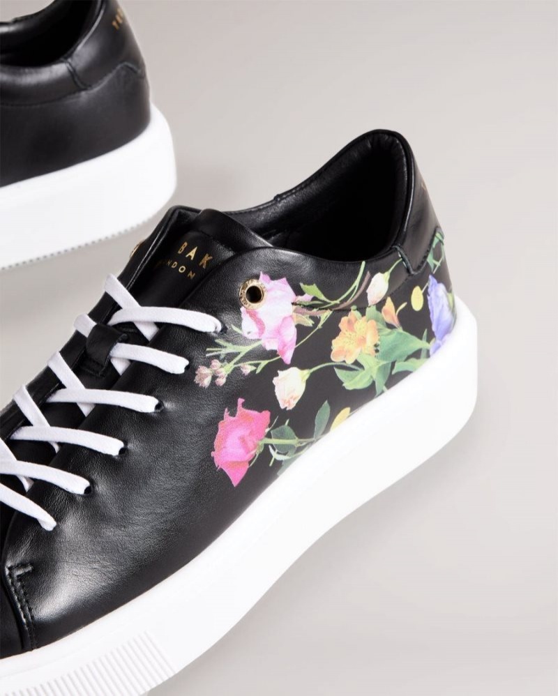 Black Ted Baker Lorayy Floral Printed Platform Trainers Trainers | BWDKNFA-74
