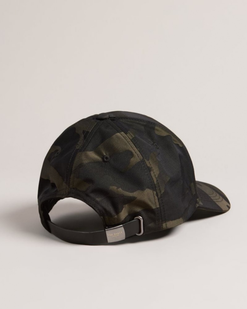 Black Ted Baker Maiisun Camo Printed Cap Hats & Caps | TOYHZRP-04