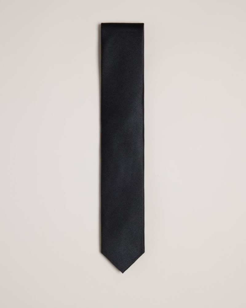 Black Ted Baker Moorez Ottoman Silk Tie Ties & Bowties | JPHLKWZ-91