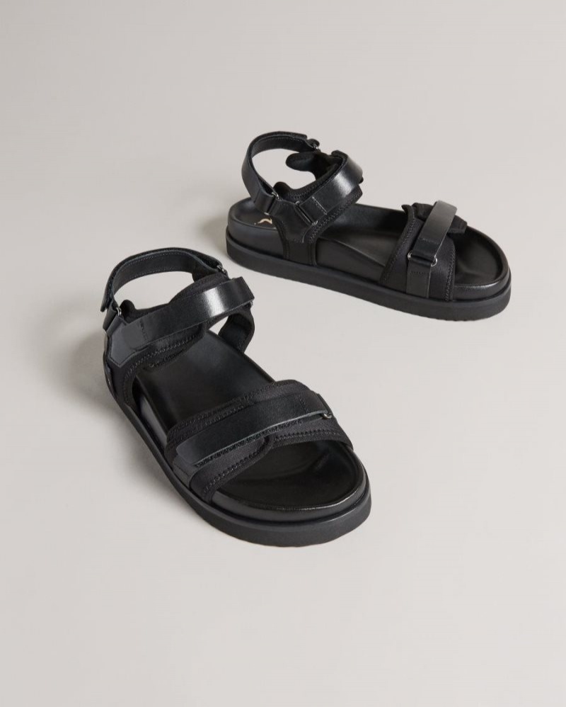 Black Ted Baker Nalha Velcro Sports Sandal Sandals & Sliders | QAKICND-01