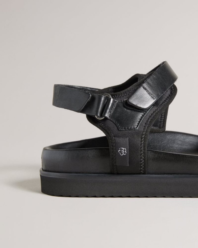 Black Ted Baker Nalha Velcro Sports Sandal Sandals & Sliders | QMJRPZK-73