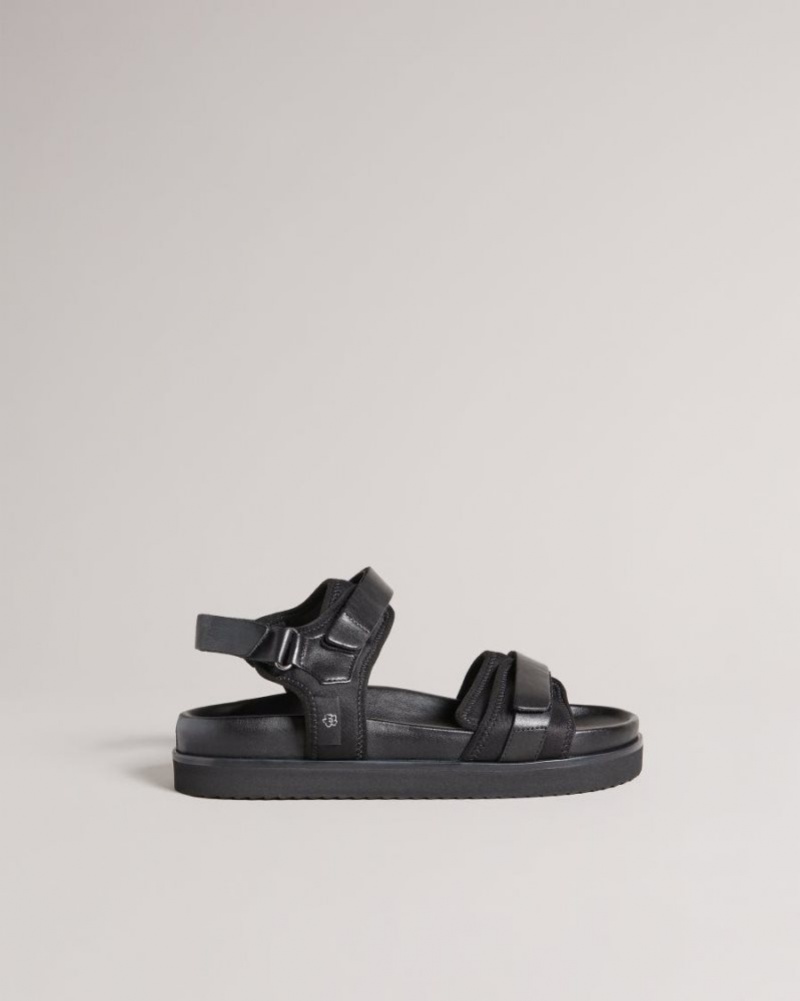 Black Ted Baker Nalha Velcro Sports Sandal Sandals & Sliders | QMJRPZK-73