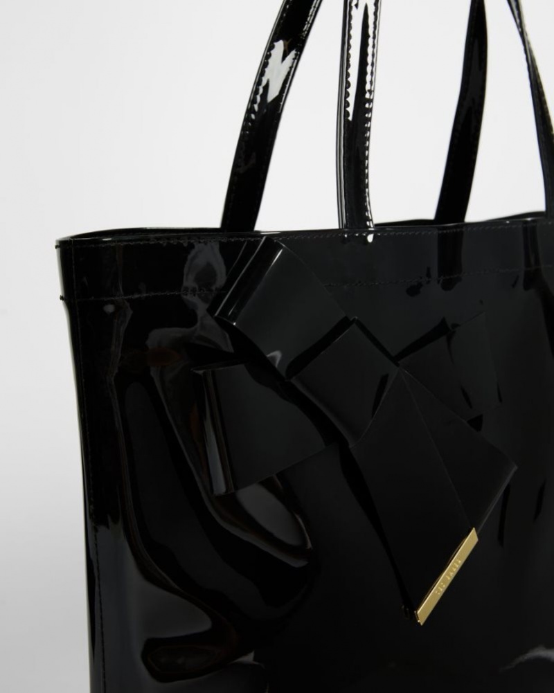 Black Ted Baker Nicon Knot Bow Large Icon Tote Bags | YZQUIEP-52