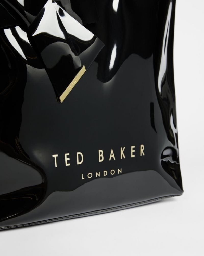 Black Ted Baker Nicon Knot Bow Large Icon Tote Bags | YZQUIEP-52