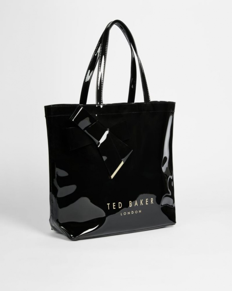 Black Ted Baker Nicon Knot Bow Large Icon Tote Bags | YZQUIEP-52