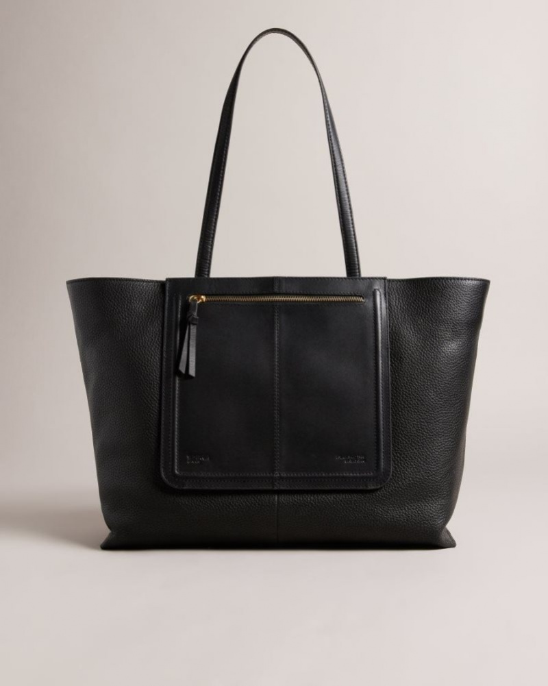 Black Ted Baker Nish Leather Tote Bag Tote Bags | TRVLAFZ-18