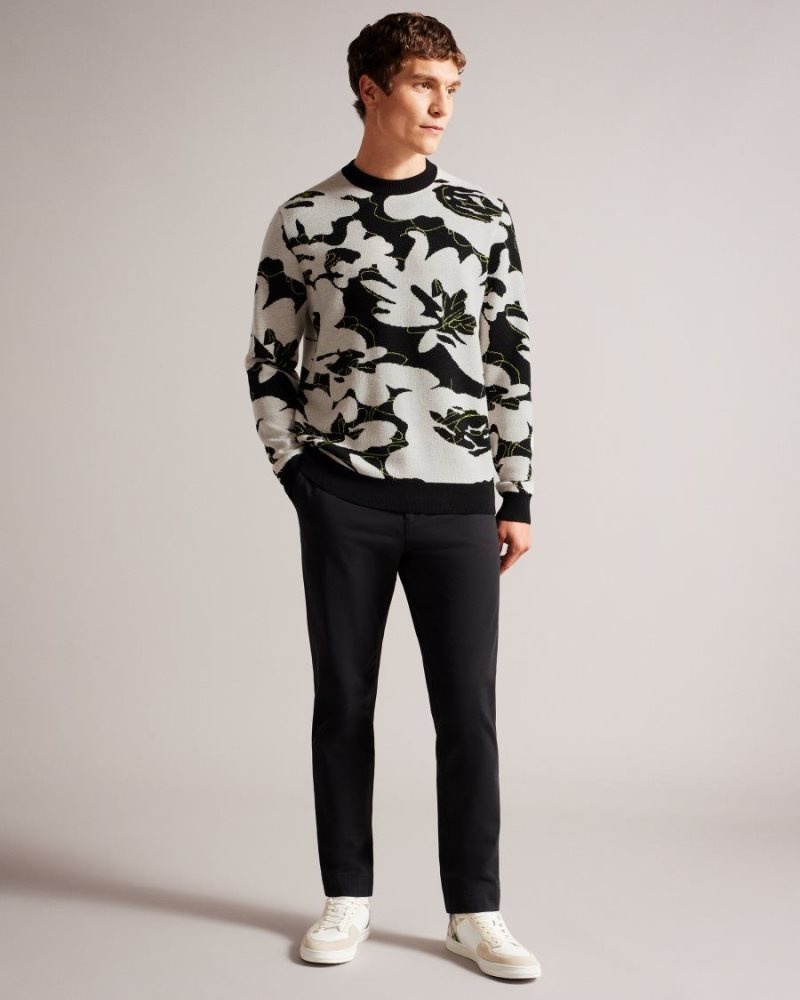 Black Ted Baker Ozier Floral Merino Wool Jumper Jumpers & Knitwear | DHXNEWO-20