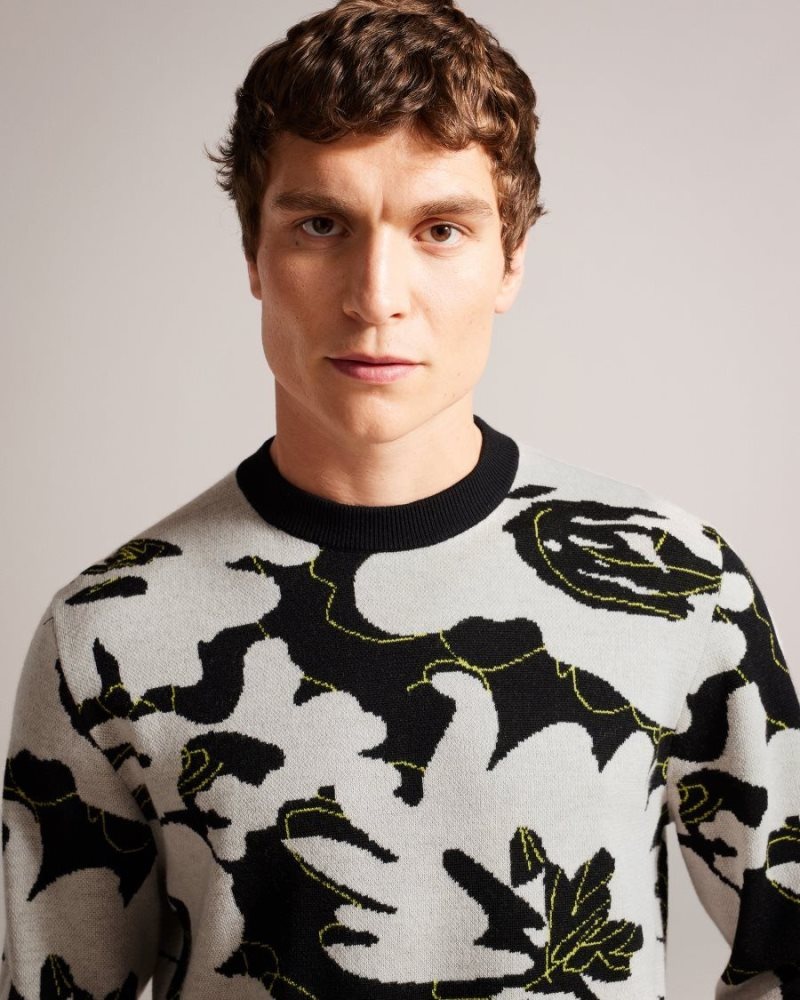 Black Ted Baker Ozier Floral Merino Wool Jumper Jumpers & Knitwear | DHXNEWO-20