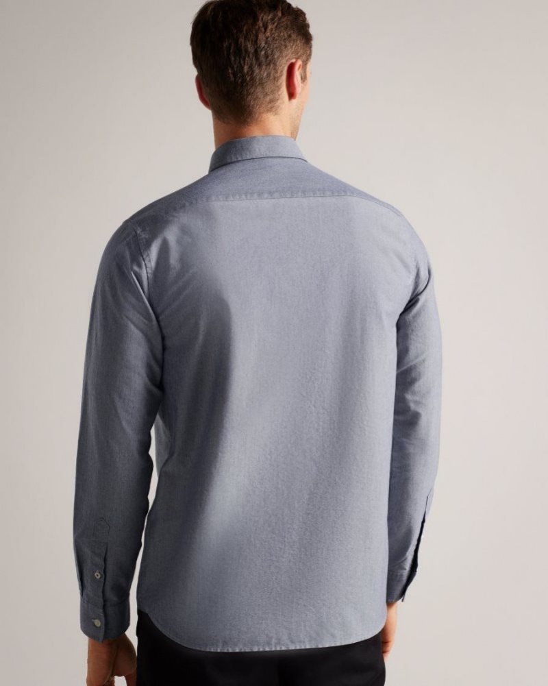Black Ted Baker Paplet Long Sleeve Oxford Shirt Shirts | MJIDNQB-39