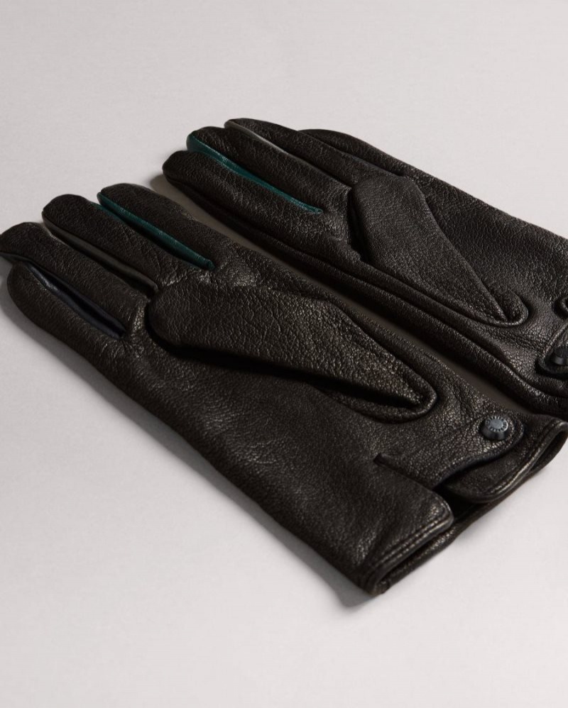 Black Ted Baker Parmed Leather Gloves Wallets & Cardholders | YSMIDEH-96