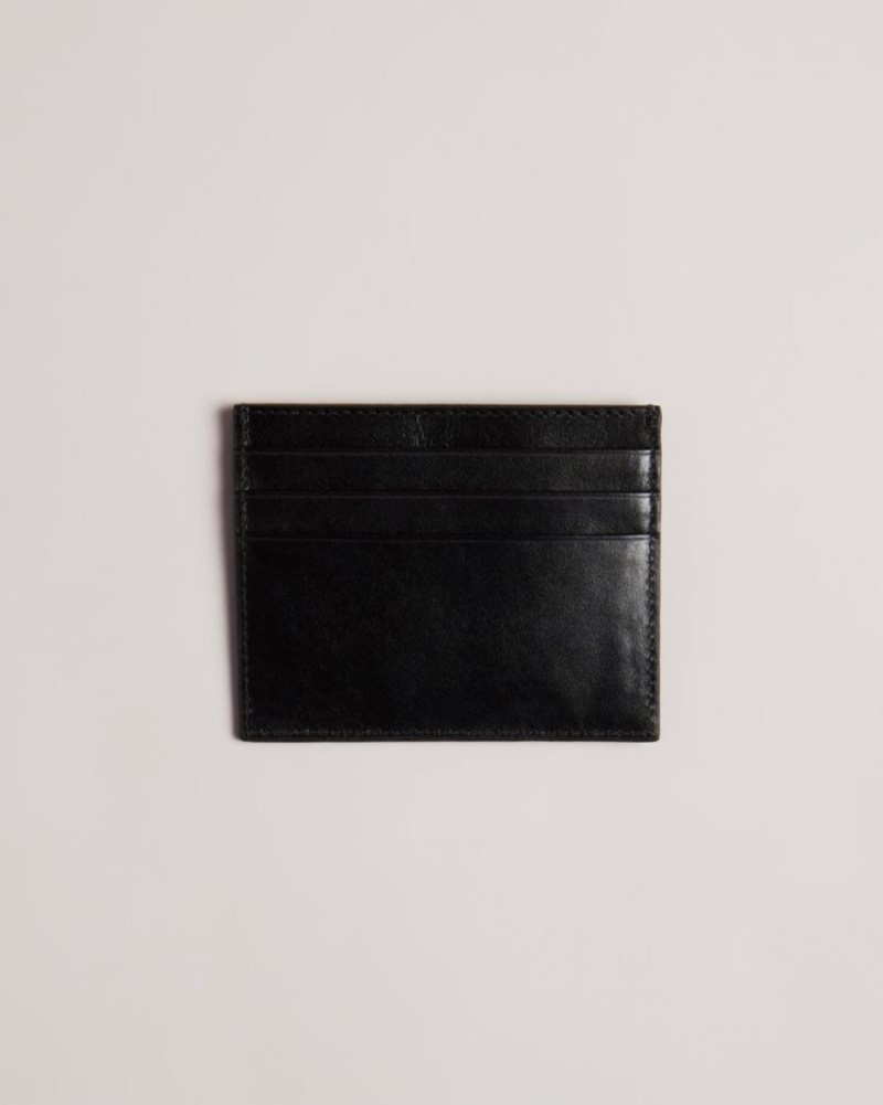 Black Ted Baker Raffle Embossed Corner Leather Card Holder Wallets & Cardholders | ACTPFND-82