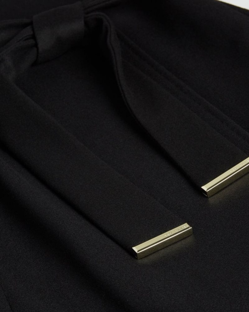 Black Ted Baker Rose Wool Wrap Coat Coats & Jackets | UGLCIOV-38